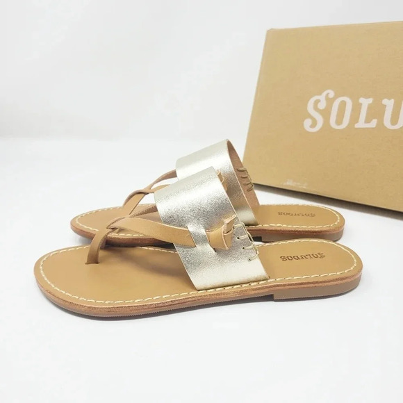 New Soludos Leather Platinum Sandals 5.5 - Picture 4 of 7